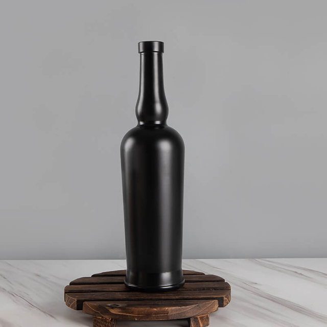 Длинная шея 750 мл черные прозрачные бутылки с ликером со шермами