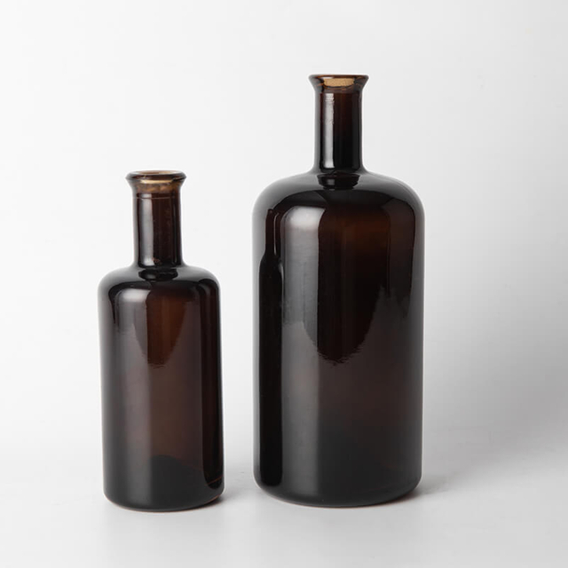 375 мл 500 мл 750 мл Янтарные круглые стеклянные бутылки для алкоголя