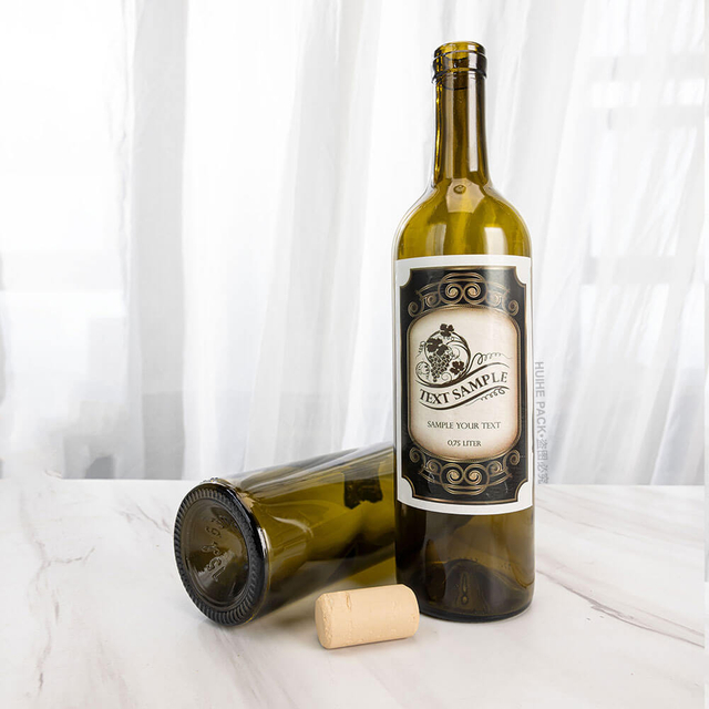 Высокая круглая легкая стеклянная бутылка для вина Бордо емкостью 75 мл