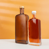 Плоские прямоугольные янтарные прозрачные стеклянные бутылки для алкоголя