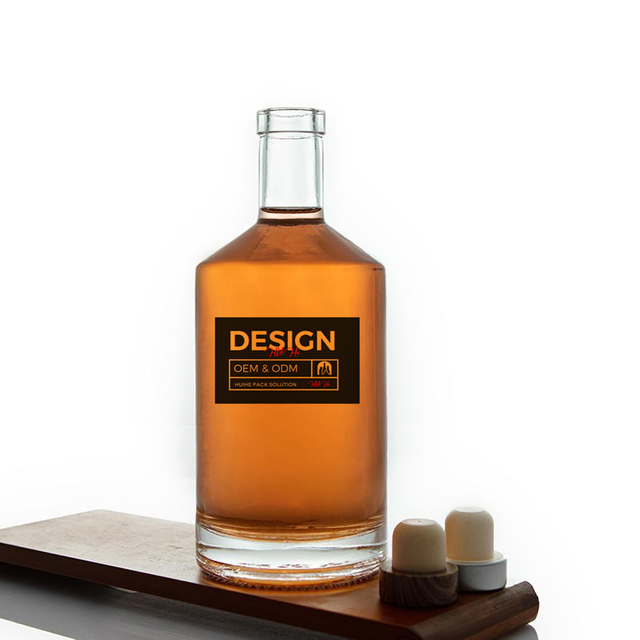 Круглый прозрачный 750 мл ромовой стеклянную бутылку