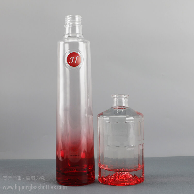 Градиентное красное покрытие, 730 мл, ароматизированная бутылка для ликера, 50 мл, стеклянная упаковка для водки и джина