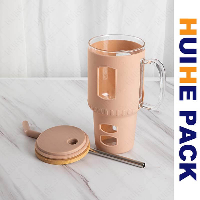 Бутылка для питья воды из боросиликатного стекла на 32 унции с соломинкой и крышкой