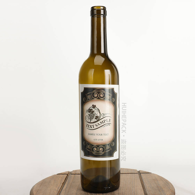 Стеклянная бутылка для красного вина Longneck, 75 мл, оливково-зеленого, бордольского цвета, среднего размера