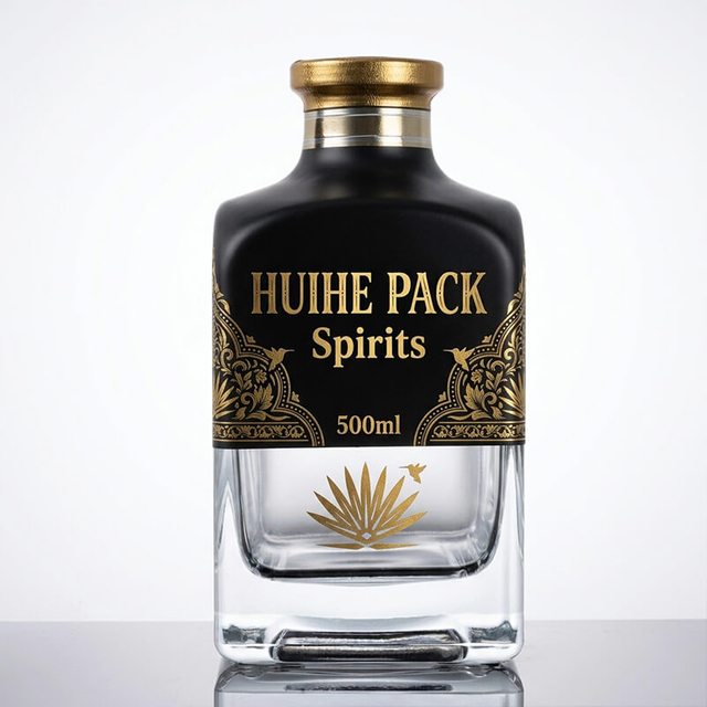500 мл 700 мл Матовая черная дизайнерская квадратная стеклянная бутылка для виски