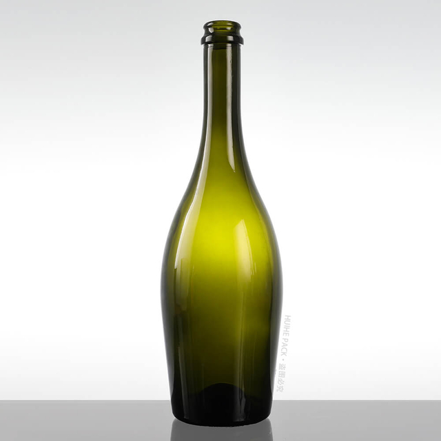 750 мл темно-зеленая стеклянная бутылка с изогнутой лампочкой и крышкой для кроны