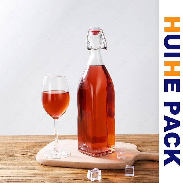 250 мл 500 мл 750 мл Квадратная бутылка для напитков из прозрачного стекла с поворотной крышкой