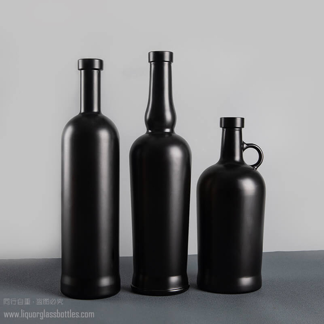 75CL Черное покрытие Тяжелая основа Водка Виски Текулия Стеклянная упаковка