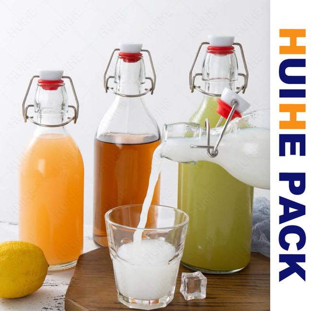 350 мл 500 мл 750 мл 1000 мл прозрачная стеклянная бутылка для напитков с поворотной крышкой