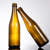 Горячая распродажа 350 мл янтарная пустая стеклянная бутылка с пивом с коронной крышкой
