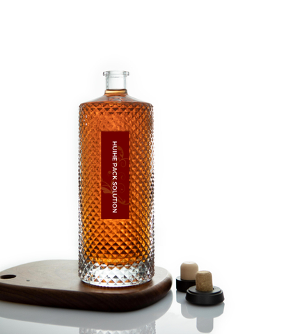 1L круглый текстурированный виски стеклянная бутылка с спиртом спирта