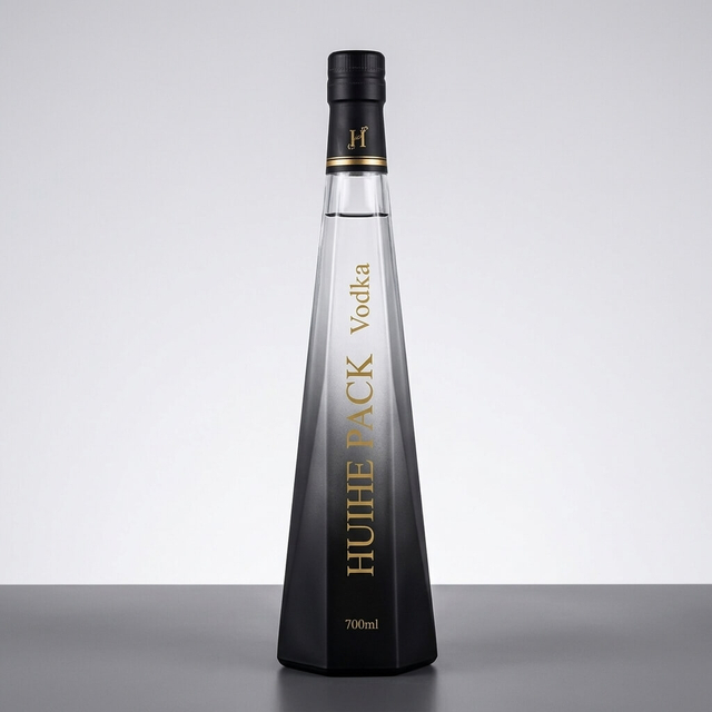 700 мл нерегулярной прозрачной стеклянной бутылки водки со пробками