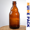 Пустая янтарная бутылка бельгийского пивного сидра на 330 мл с коронной крышкой